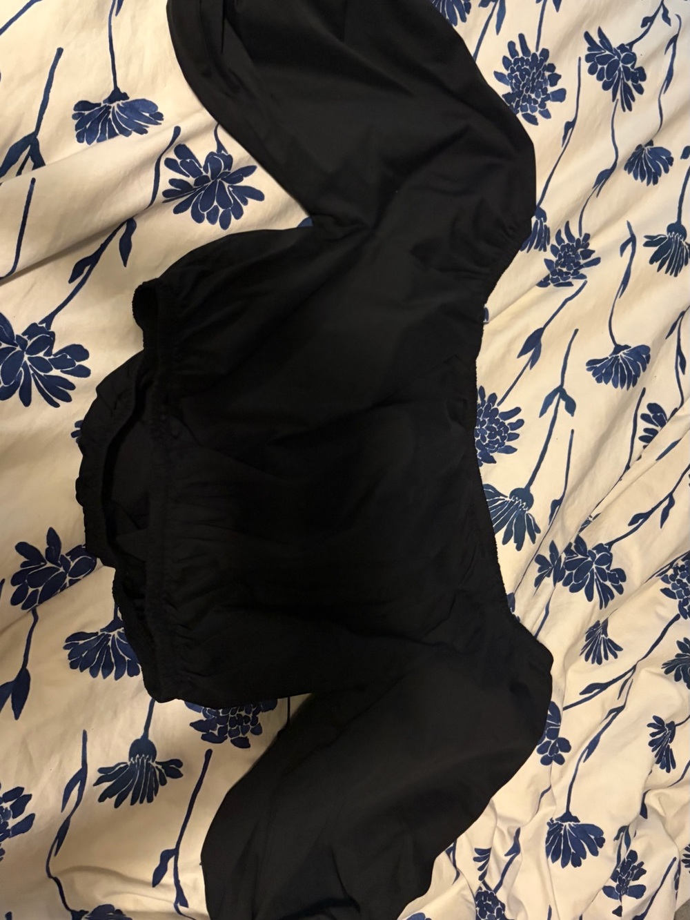 Forever 21 Black Off-Shoulder Crop Top with Elastic Hem